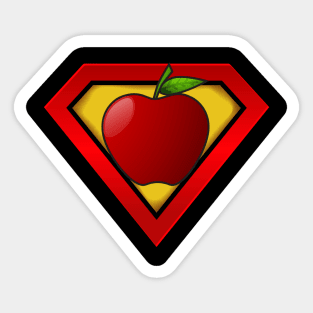 Super Teacher Shirt Superhero Apple Ripped Sticker